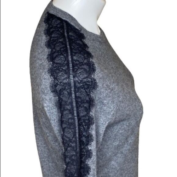 Neiman Marcus the cashmere collection gray with black lace trim sweater M - Picture 15 of 15